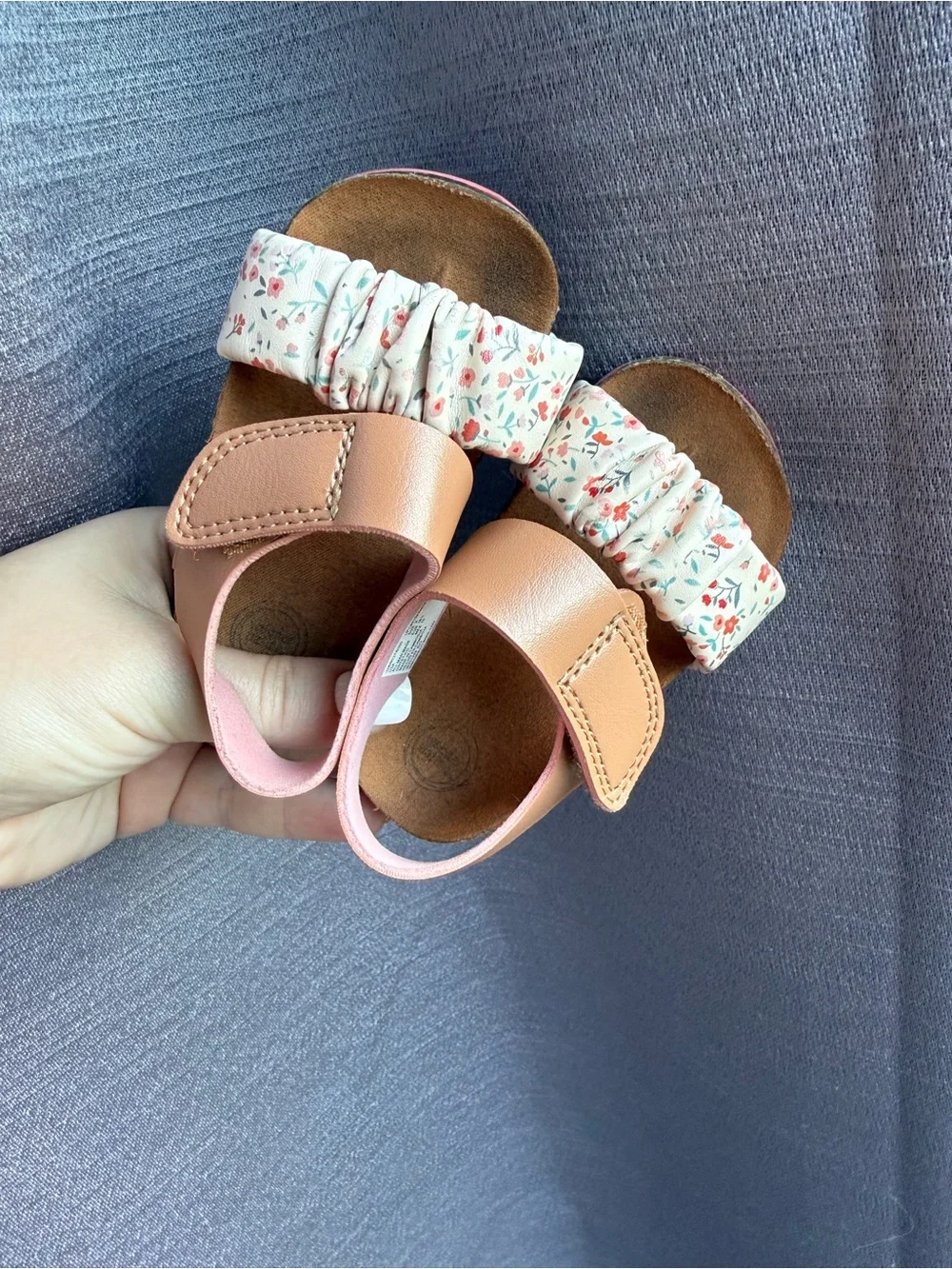 2 for $10 Wonder Nation Peach Floral Elastic-Strap Toddler Sandals